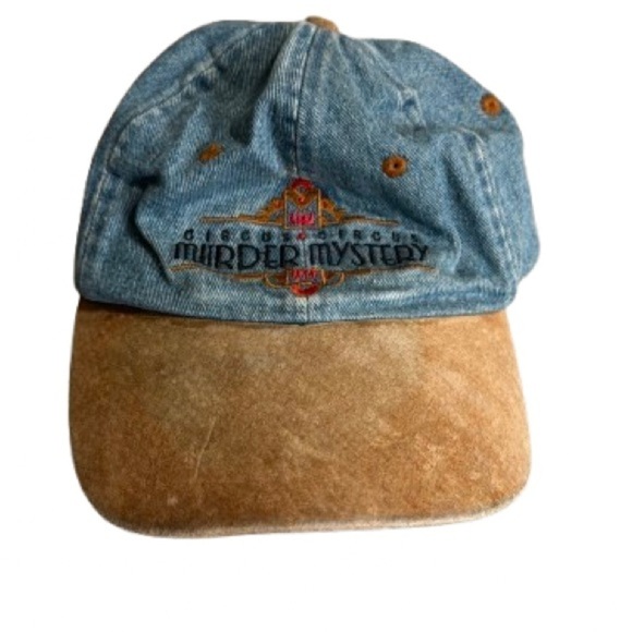 Vintage Reno Circus Circus Murder Mystery Dad Hat Jean Suede Material OS - Picture 1 of 7
